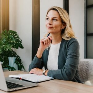 femme indépendante en train de reflechir