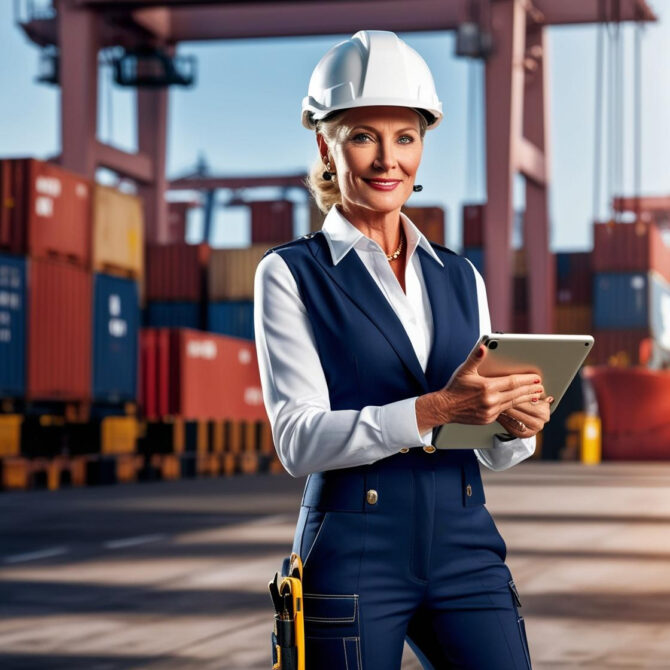 femme avec un casque de chantier blanc